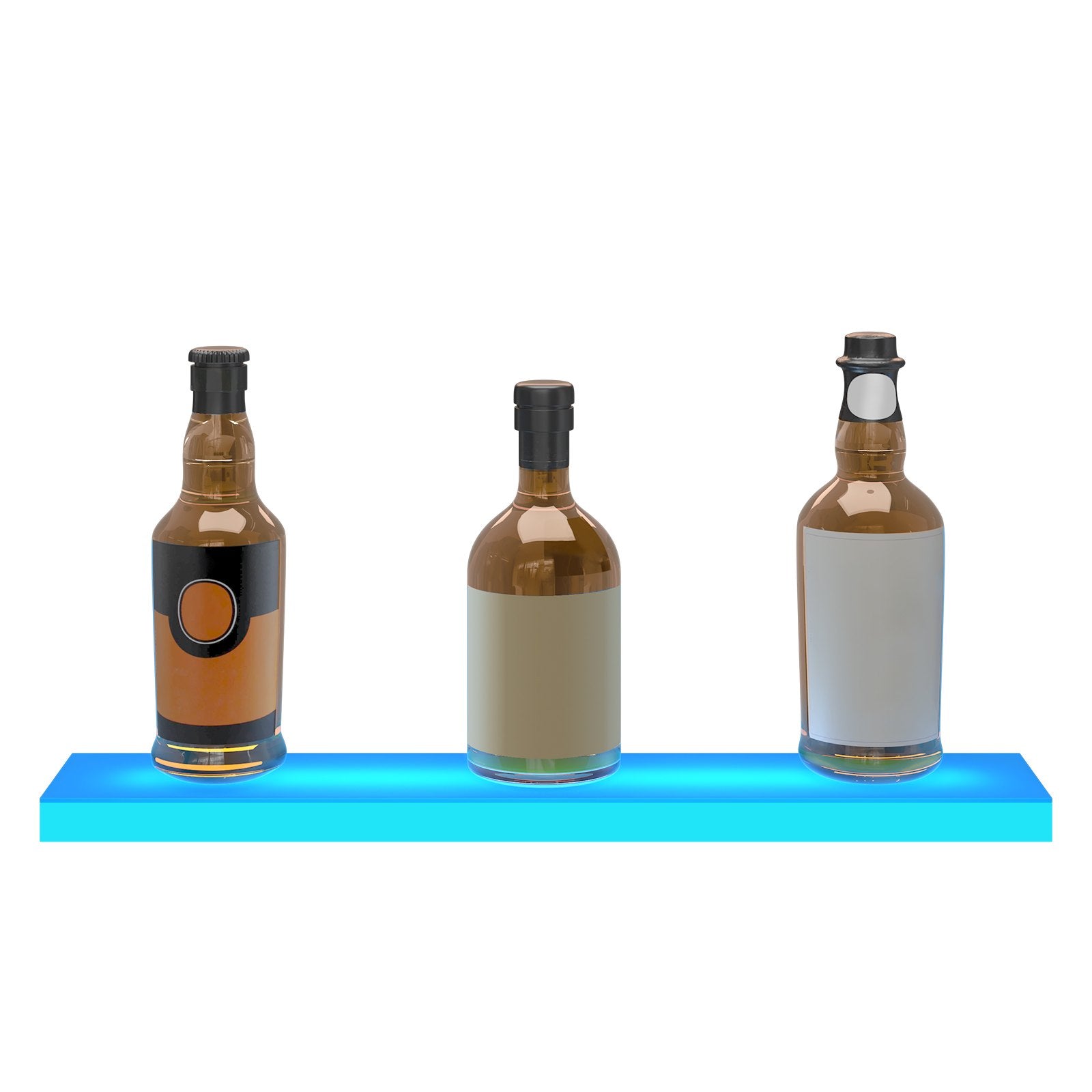 24" LED Lighted Liquor Bottle Display Shelf - USB Powered, RF Remote & App Control, Multicolor Acrylic Bar Rack for Home, Holds 6 Bottles, 7 Color Modes