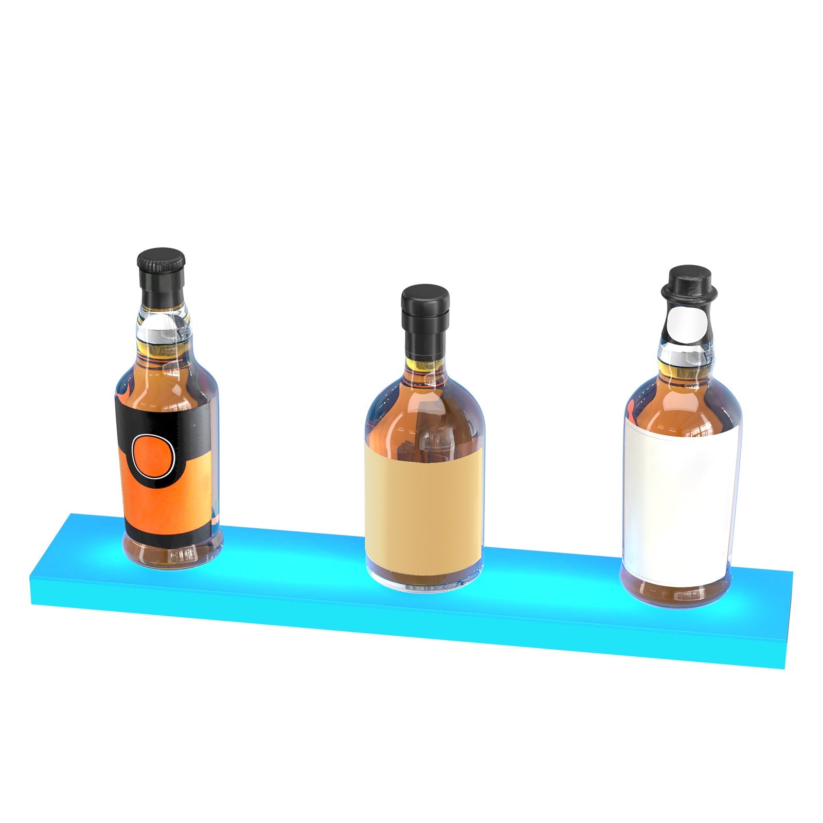 24" LED Lighted Liquor Bottle Display Shelf - USB Powered, RF Remote & App Control, Multicolor Acrylic Bar Rack for Home, Holds 6 Bottles, 7 Color Modes