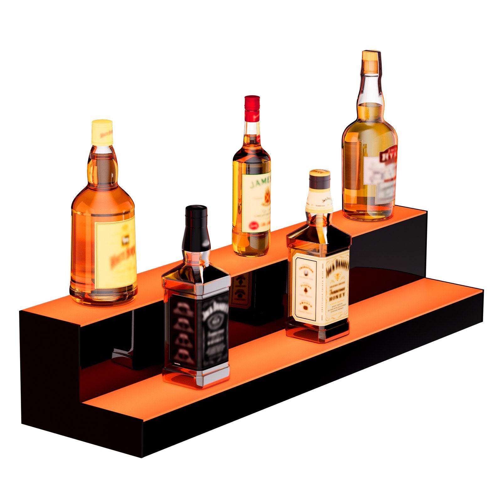 30 Inch 2-Tier LED Liquor Bottle Display Shelf - Multicolor Home Bar Rack with RF & App Control, Acrylic Whiskey Stand for 16 Bottles