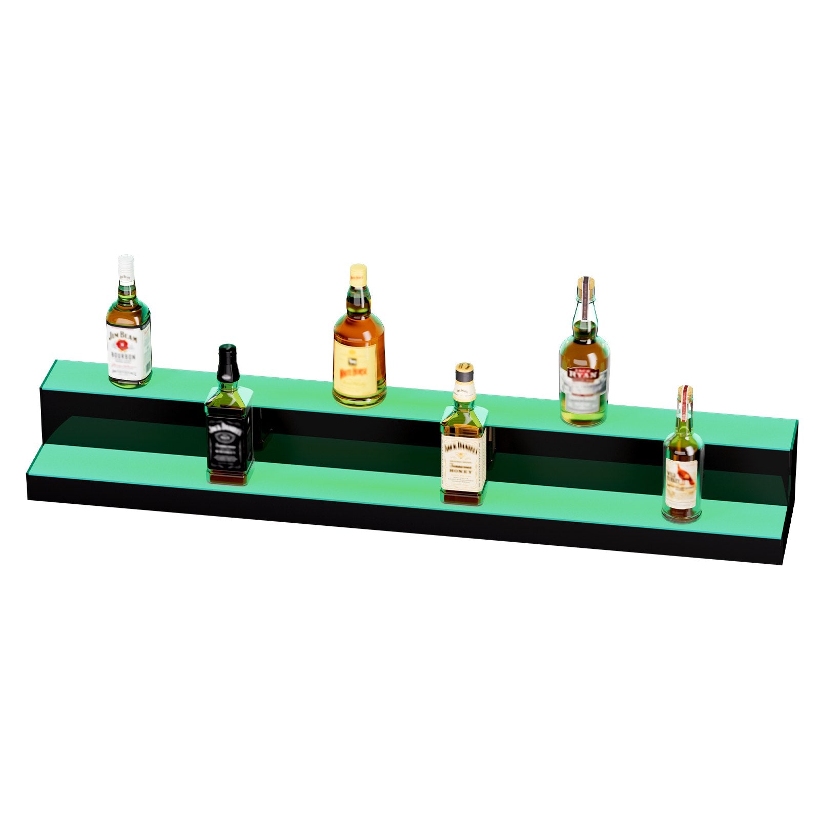 48-Inch LED Liquor Bottle Display Stand - 2-Tier Acrylic Bar Shelf with RF Remote & App Control, Multicolor Lighting for Home & Commercial Use