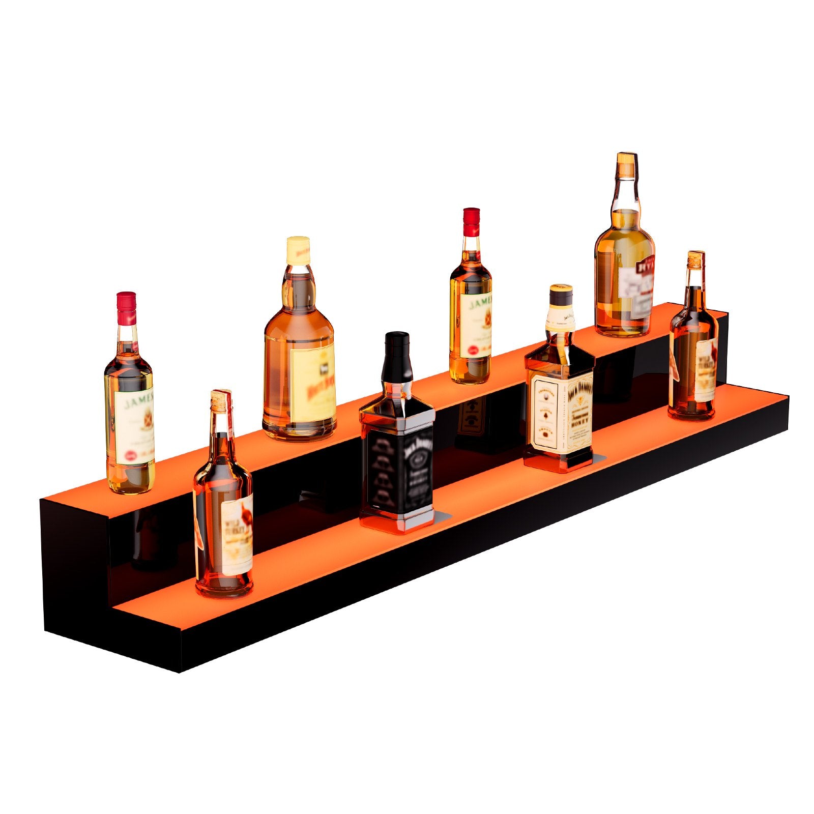 48-Inch LED Liquor Bottle Display Stand - 2-Tier Acrylic Bar Shelf with RF Remote & App Control, Multicolor Lighting for Home & Commercial Use
