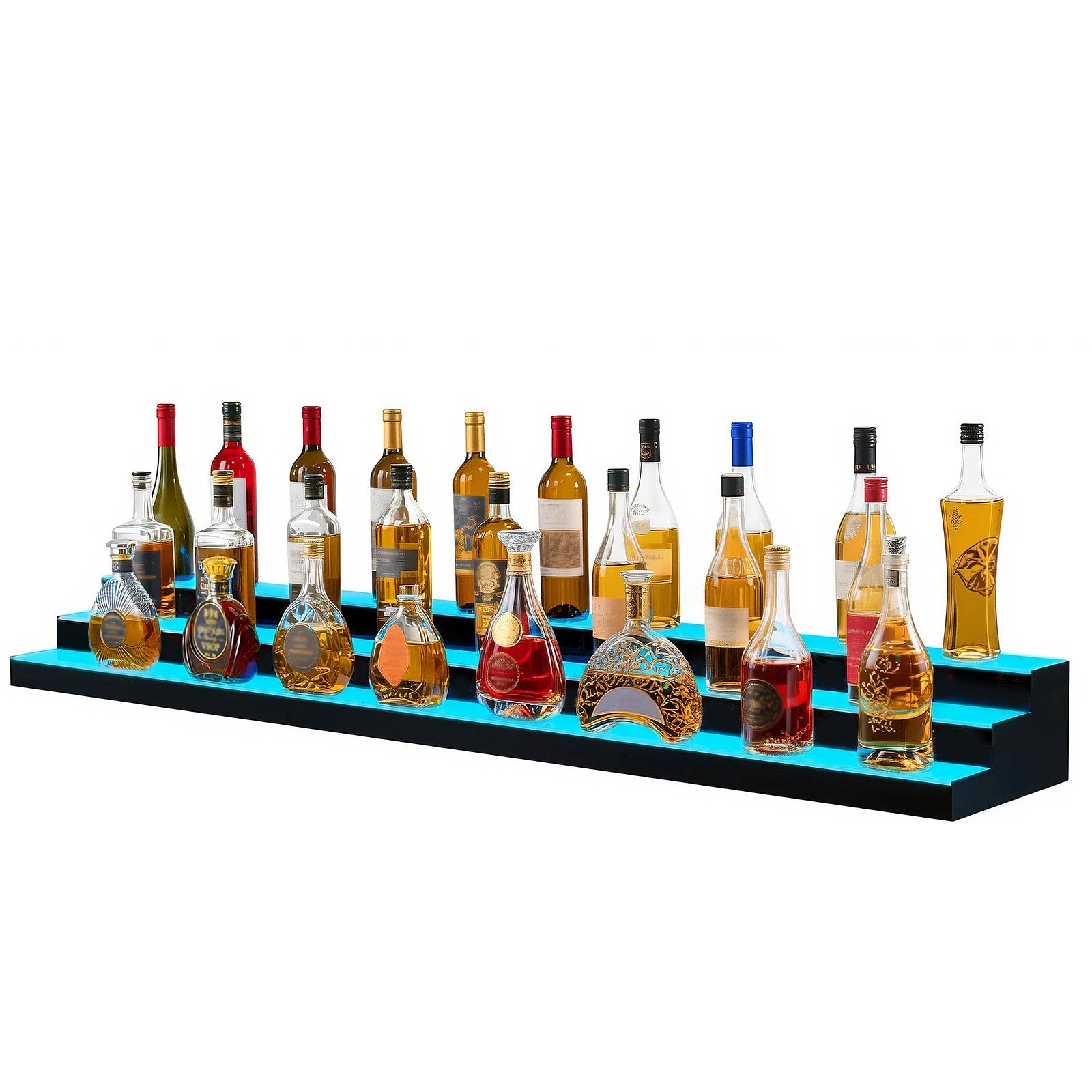 LED Liquor Bottle Display Shelf, 3-Tier 70 Inch with RF Remote & App, 7 Colors, Acrylic Lighted Whiskey Rack for Home Bar, Holds 52 Bottles