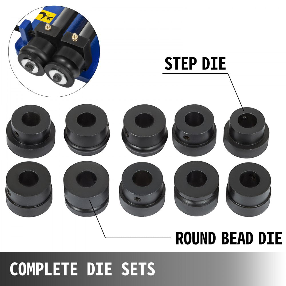 Versatile 18" Sheet Metal Bead Roller Machine with Rotary Swager and 6 Die Sets for Flexible Forming