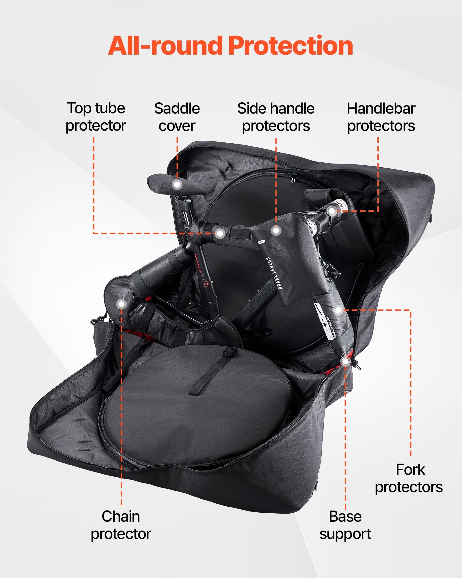 Durable Bike Travel Bag with TSA Lock & Dual Zipper - Ideal for Road Bikes, Air Travel, Car, Train & Subway Transport, 37-42 inch Wheelbase