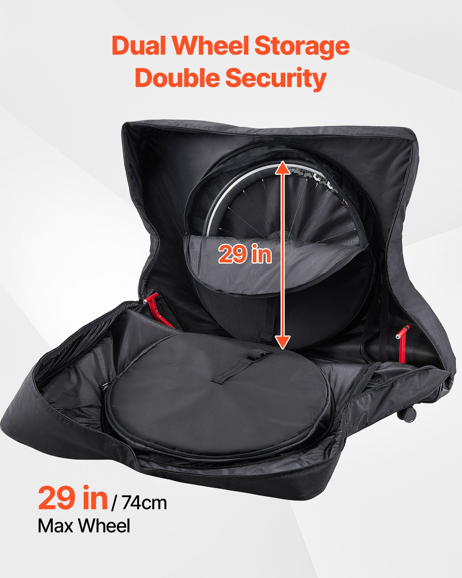 Durable Bike Travel Bag with TSA Lock & Dual Zipper - Ideal for Road Bikes, Air Travel, Car, Train & Subway Transport, 37-42 inch Wheelbase
