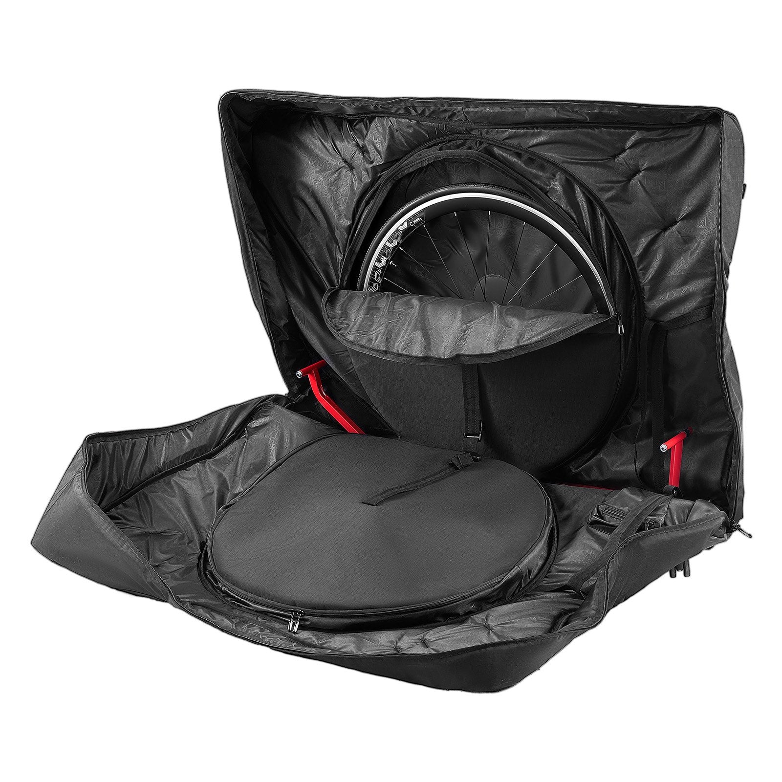 Triathlon Bike Transport Case with TSA Lock, Dual Zipper, Max 42" Wheelbase - Ultimate Storage for Travel, Train, Airplane, Subway Use