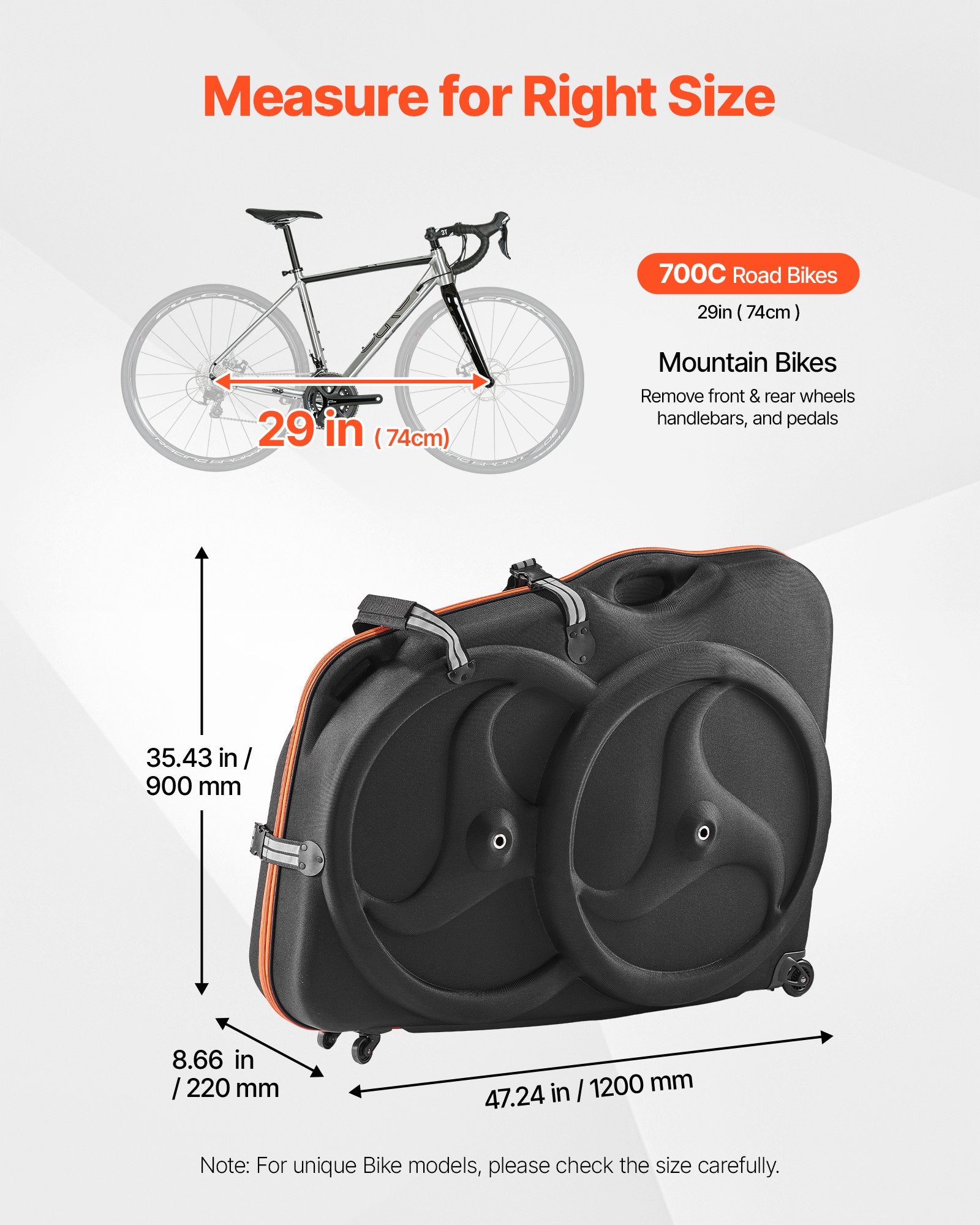 Premium Bike Travel Case with EVA Hard Shell, TSA Lock, Dual Zipper, and Wheels for 700C Road Bikes - Durable Bicycle Bag for Air Travel