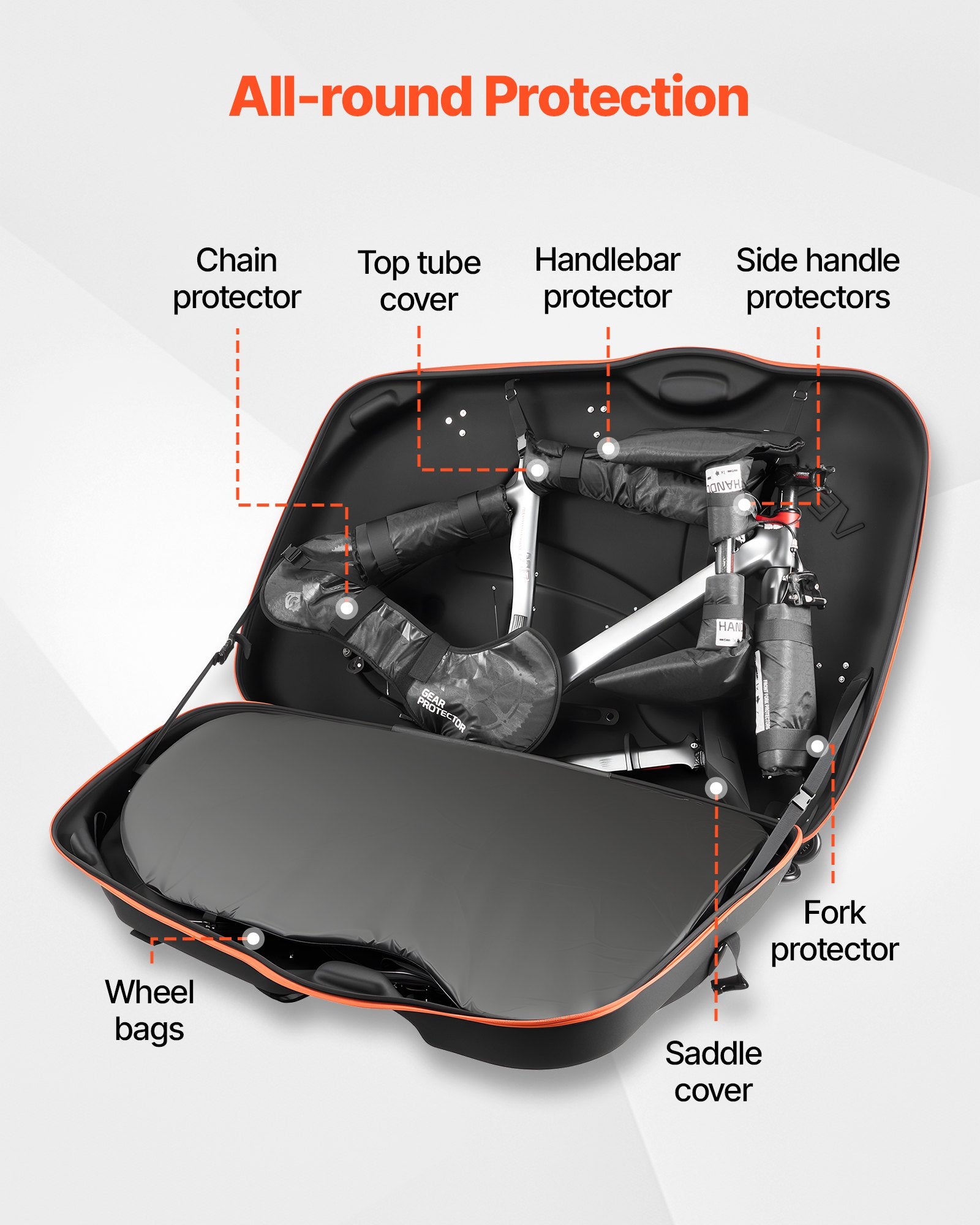 Premium Bike Travel Case with EVA Hard Shell, TSA Lock, Dual Zipper, and Wheels for 700C Road Bikes - Durable Bicycle Bag for Air Travel