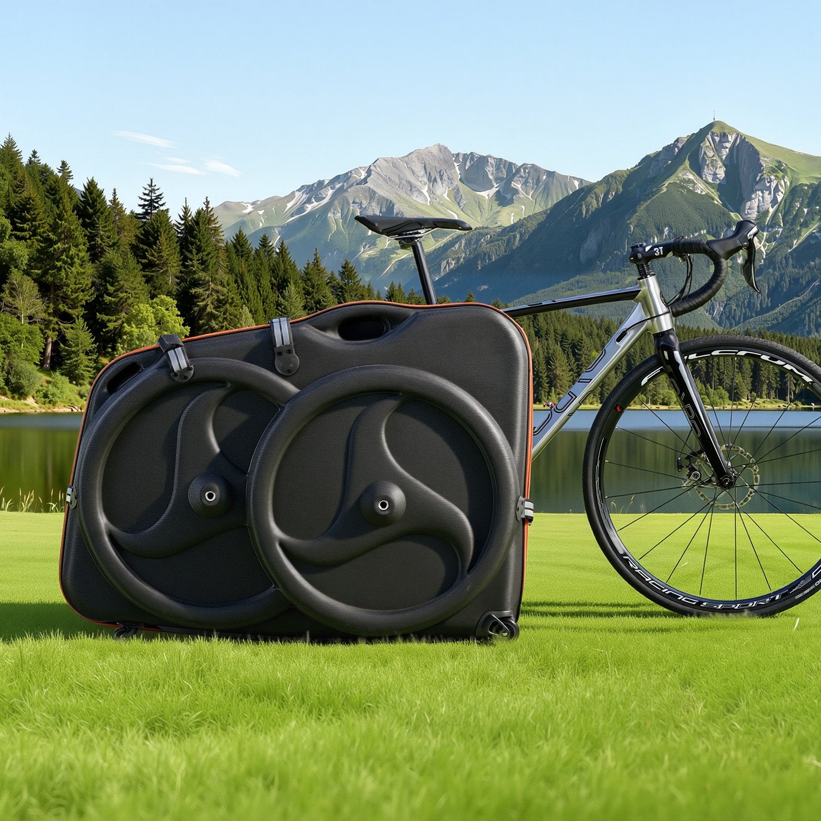 Premium Bike Travel Case with EVA Hard Shell, TSA Lock, Dual Zipper, and Wheels for 700C Road Bikes - Durable Bicycle Bag for Air Travel