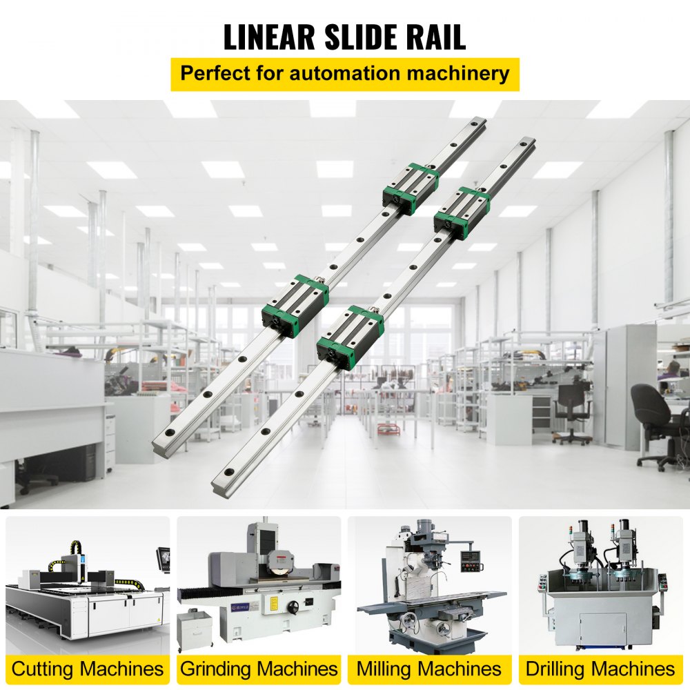 Comprehensive Linear Rail Kit with Adjustable Bearings for CNC and Mill Applications - 2 Pieces, Ranging from 0.79 to 67 Inches, Includes 4 HSR20 Bearing Blocks for Versatile X, Y, Z Axis Motion