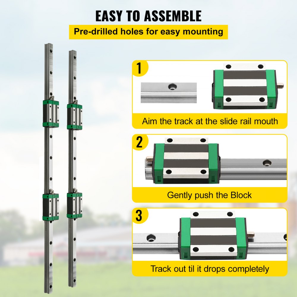 Comprehensive Linear Rail Kit with Adjustable Bearings for CNC and Mill Applications - 2 Pieces, Ranging from 0.79 to 67 Inches, Includes 4 HSR20 Bearing Blocks for Versatile X, Y, Z Axis Motion