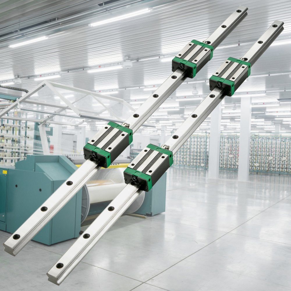 Comprehensive Linear Rail Kit with Adjustable Bearings for CNC and Mill Applications - 2 Pieces, Ranging from 0.79 to 67 Inches, Includes 4 HSR20 Bearing Blocks for Versatile X, Y, Z Axis Motion