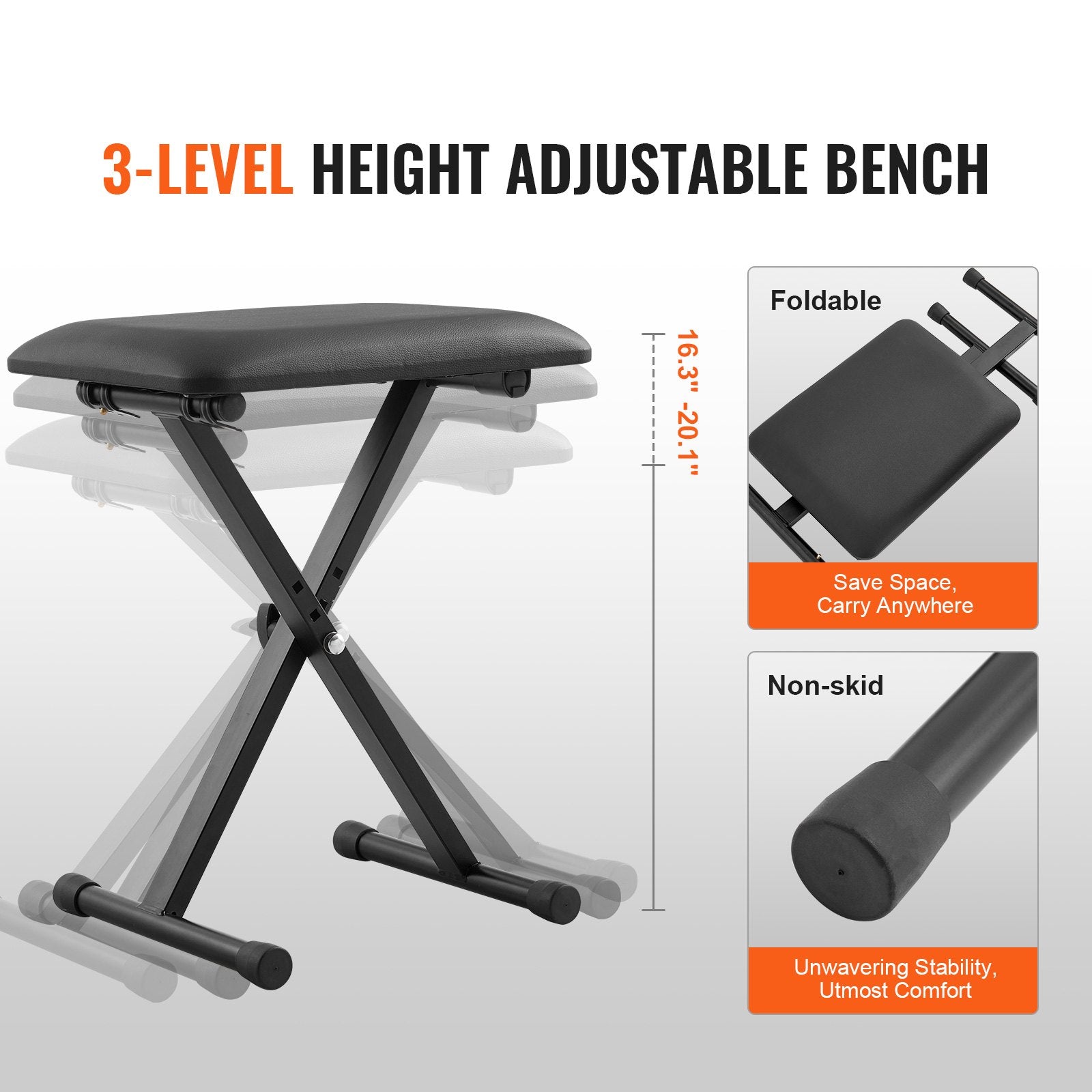 Heavy-Duty Z Style Piano Stand & Bench Set with Adjustable Width & Height for 54-88 Key Electric Pianos, 250 lbs Capacity, Quick Adjustment & Wheels