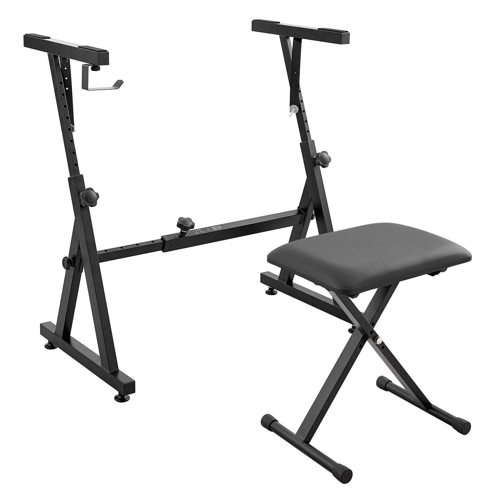 Heavy-Duty Z Style Piano Stand & Bench Set with Adjustable Width & Height for 54-88 Key Electric Pianos, 250 lbs Capacity, Quick Adjustment & Wheels