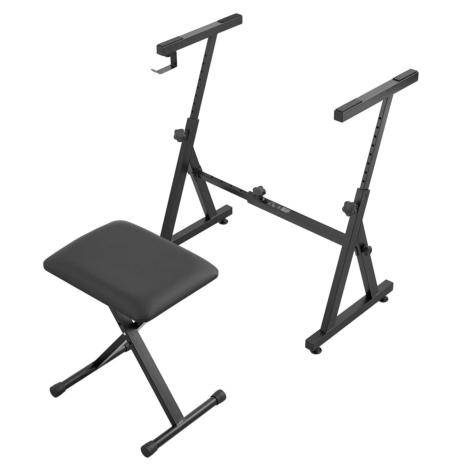 Heavy-Duty Z Style Piano Stand & Bench Set with Adjustable Width & Height for 54-88 Key Electric Pianos, 250 lbs Capacity, Quick Adjustment & Wheels