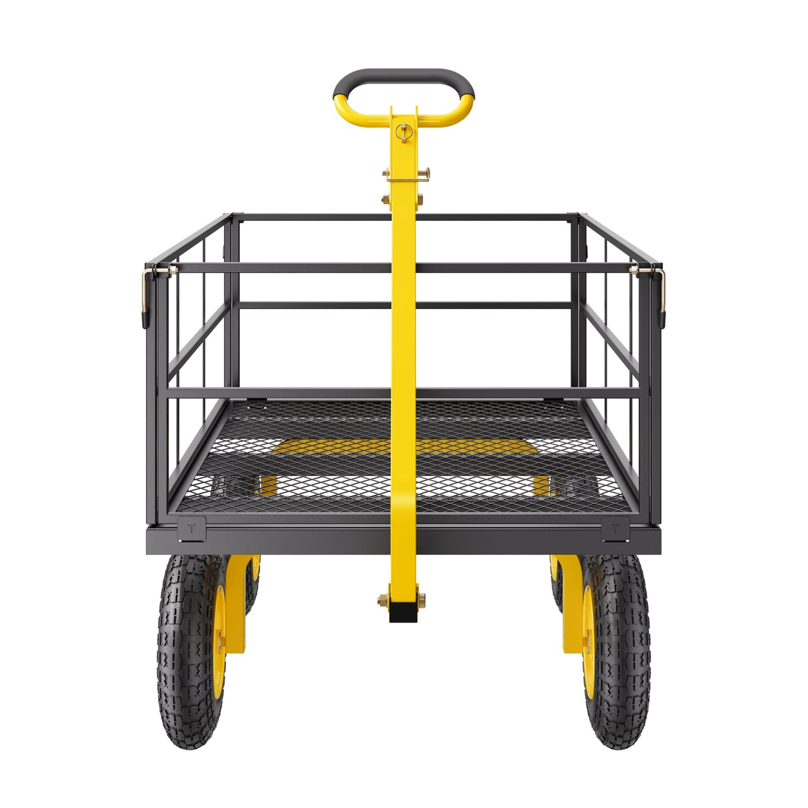 Heavy Duty 1400 Lbs Steel Garden Cart with 13" All Terrain Tires, Removable Mesh Sides, Ergonomic Handle, and Rotating Design for Outdoor Utility Use