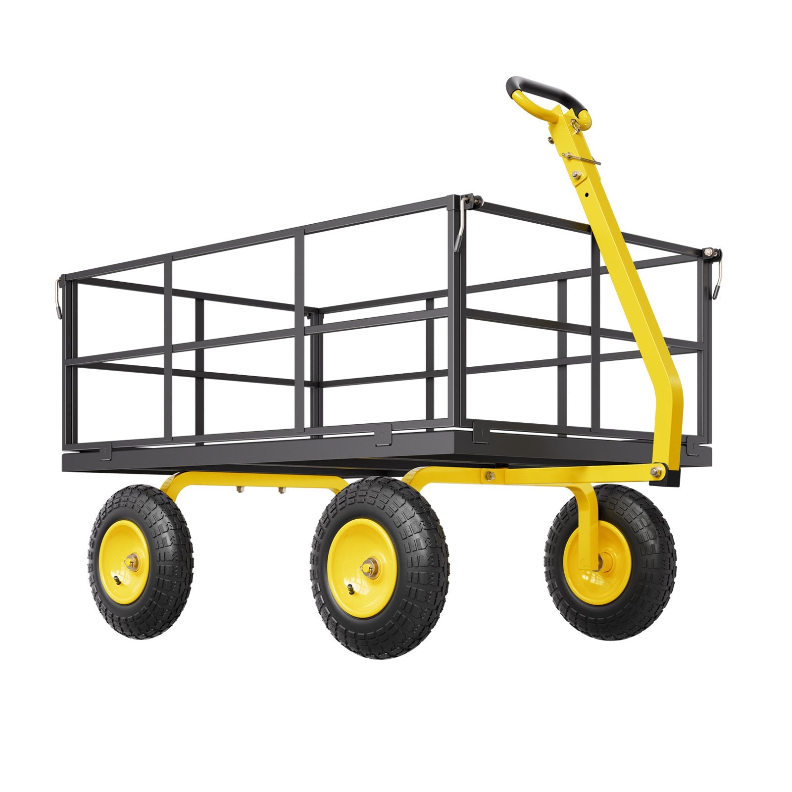 Heavy Duty 1400 Lbs Steel Garden Cart with 13" All Terrain Tires, Removable Mesh Sides, Ergonomic Handle, and Rotating Design for Outdoor Utility Use