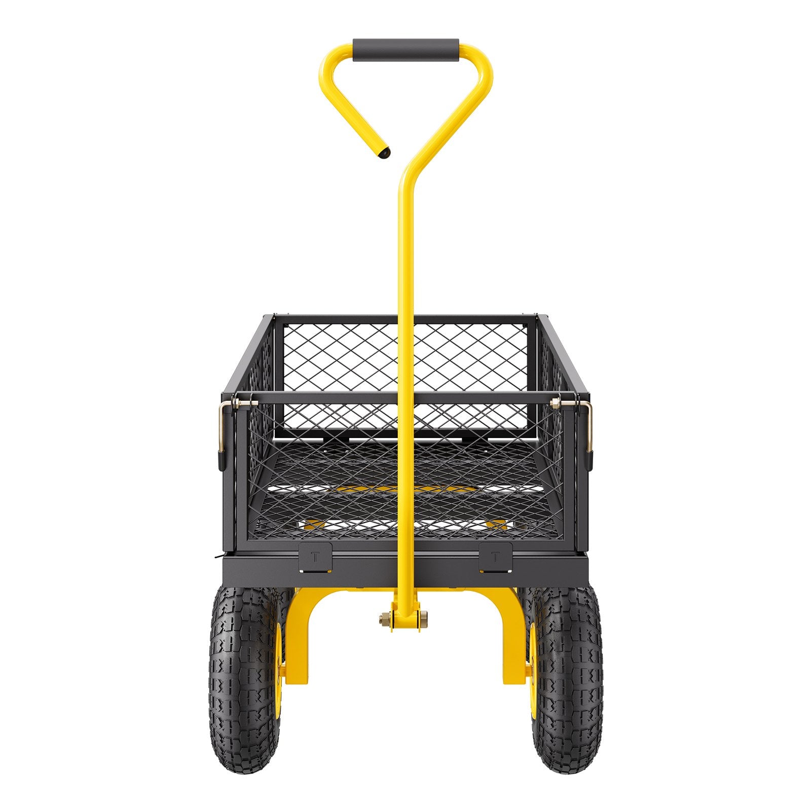 Heavy Duty 500 Lbs Steel Garden Wagon Cart with 10" All Terrain Tires, Mesh Sides, Rotating Handle - Ideal for Yard and Utility Tasks