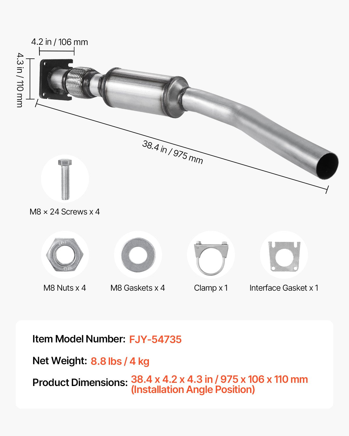 Stainless Steel Catalytic Converter for Chrysler 200/Dodge Avenger/Jeep Compass 2.4L L4 – Front Exhaust Gas Purification, OE 54735 Compliant