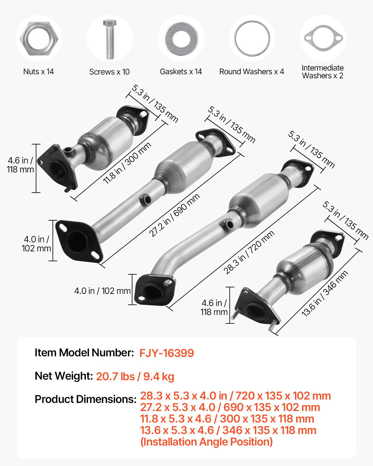 Catalytic Converter for Nissan & Suzuki 4.0L V6: Front, Rear, Left, Right Replacement OE 16399 - Durable, Efficient, OBD III Compliant