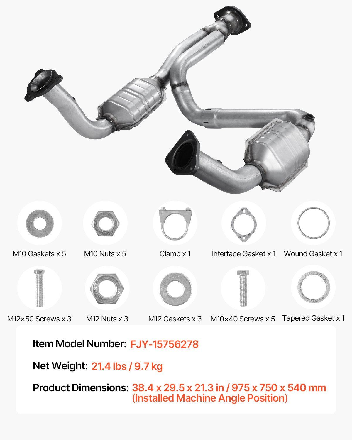 Catalytic Converter for Cadillac & Chevy V6/V8 - Front/Left/Right OE 15756278, OBD III, High Efficiency, Durable Silver Replacement