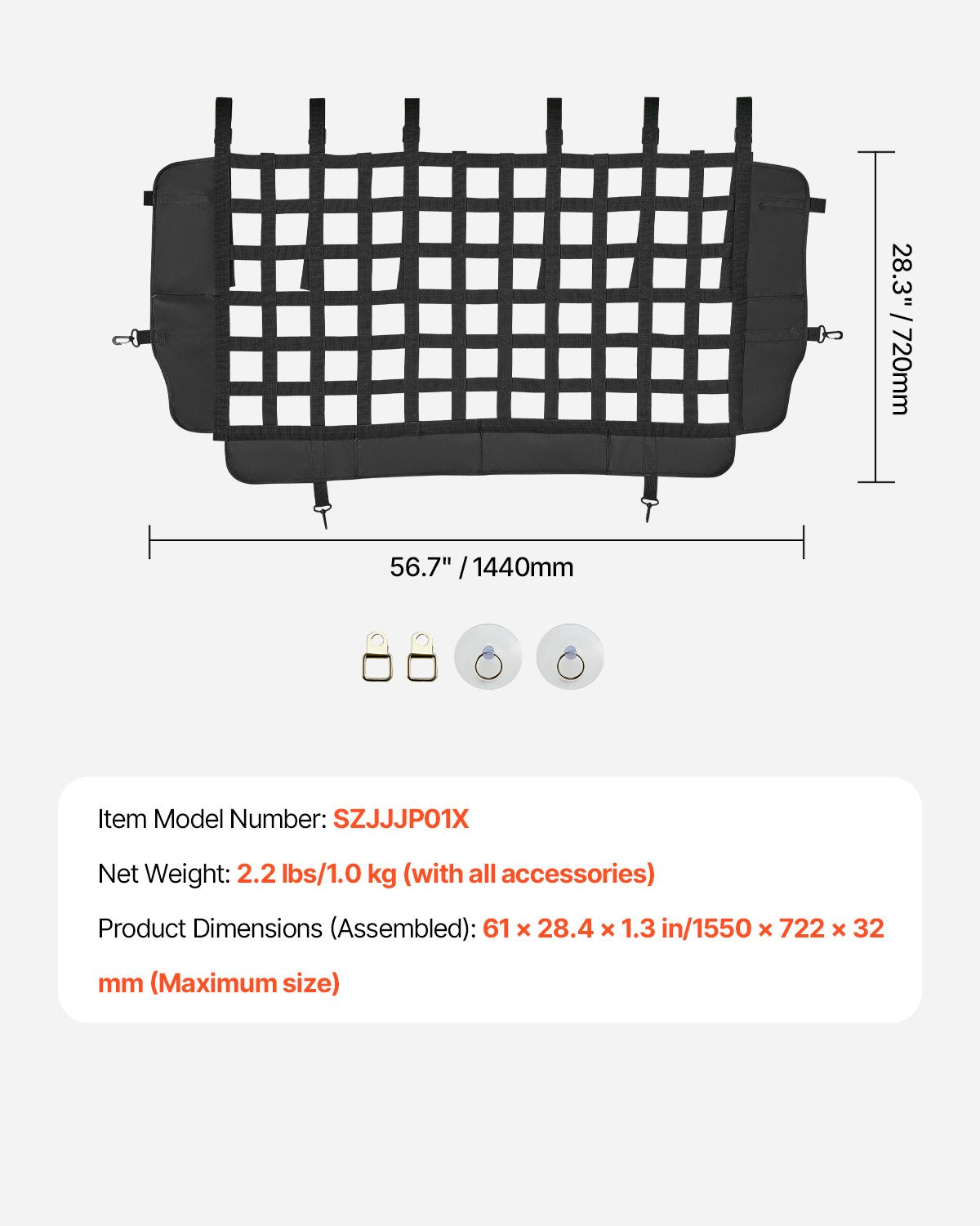 Jeep Wrangler Pet Net Barrier - Durable Mesh for JK 2007-2017, JL 2018-2024, Rear Seat Cargo Protection, Easy Install, Scratch-Resistant