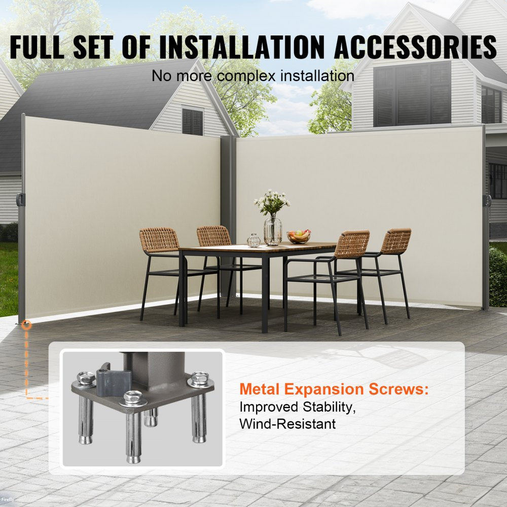 Retractable Side Awning Patio Screen Retractable Fence 63x236inch Privacy Screen