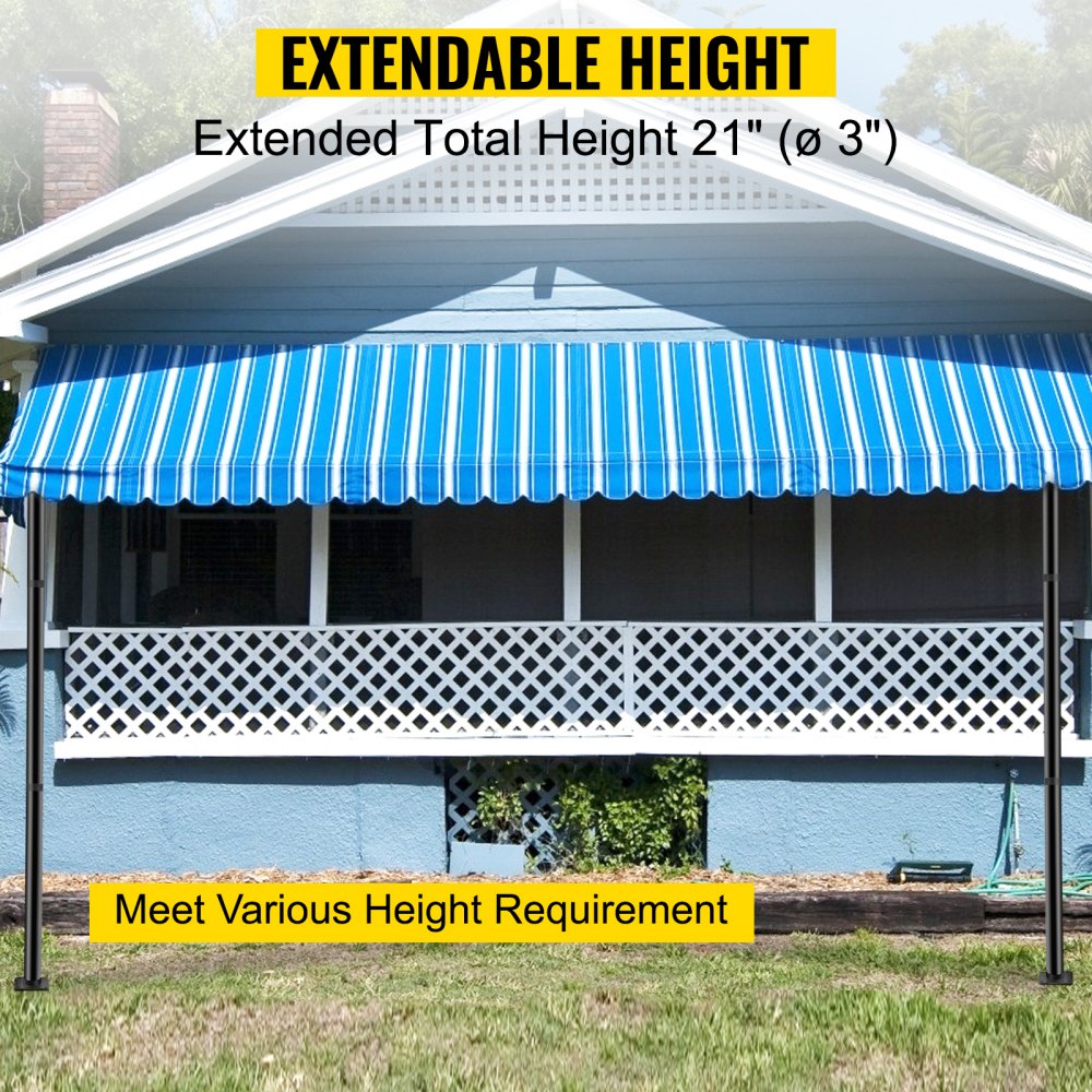 21" Tall Steel Shade Sail Pole Extender with 3" Diameter for Deck, Garden, and Backyard Use - Durable Powder-Coated Heavy-Duty Extension
