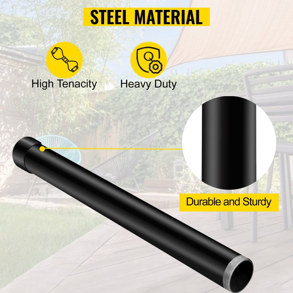 21" Tall Steel Shade Sail Pole Extender with 3" Diameter for Deck, Garden, and Backyard Use - Durable Powder-Coated Heavy-Duty Extension