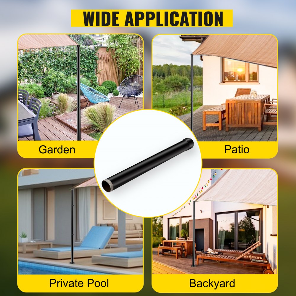 21" Tall Steel Shade Sail Pole Extender with 3" Diameter for Deck, Garden, and Backyard Use - Durable Powder-Coated Heavy-Duty Extension