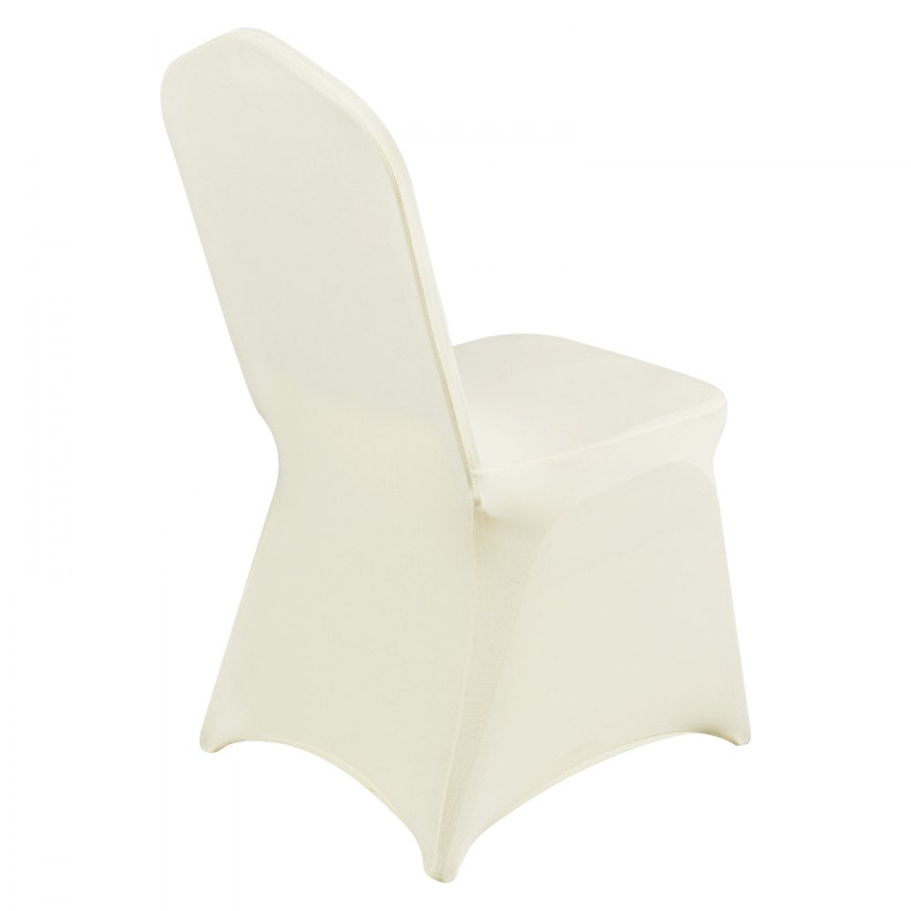 VEVOR Stretch Spandex Folding Chair Covers, Universal Fitted Chair Cover, Removable Washable Protective Slipcovers, for Wedding, Holiday, Banquet, Party, Celebration, Dining (100PCS Ivory White)