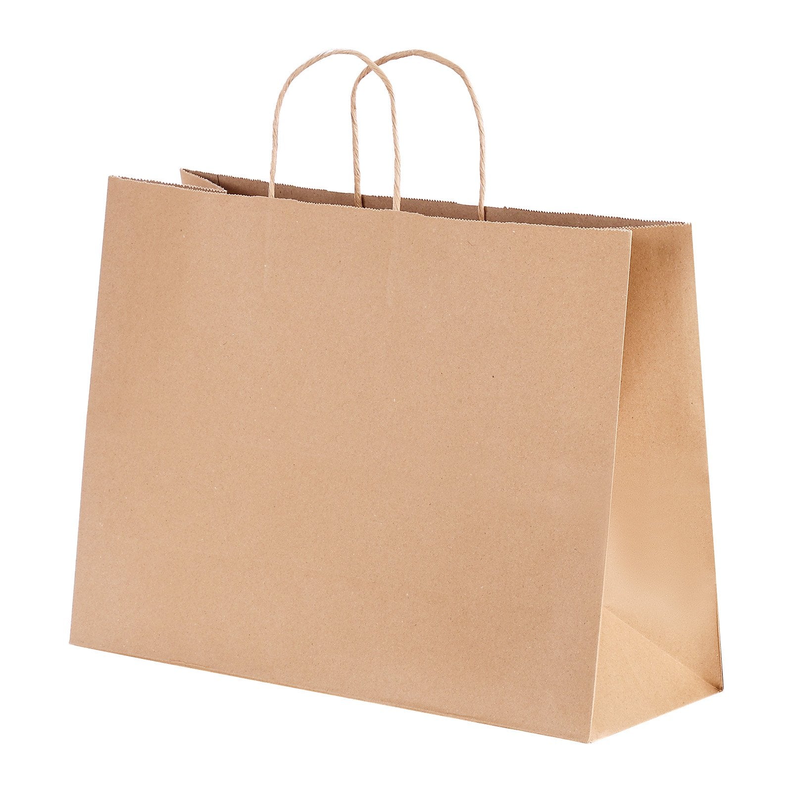 Kraft Paper Bags with Sturdy Handles, 100 Pack, Large 16x6x12" Reusable Grocery & Take-Out Sacks, Eco-Friendly Brown Bags for Parties, Weddings, Business, DIY