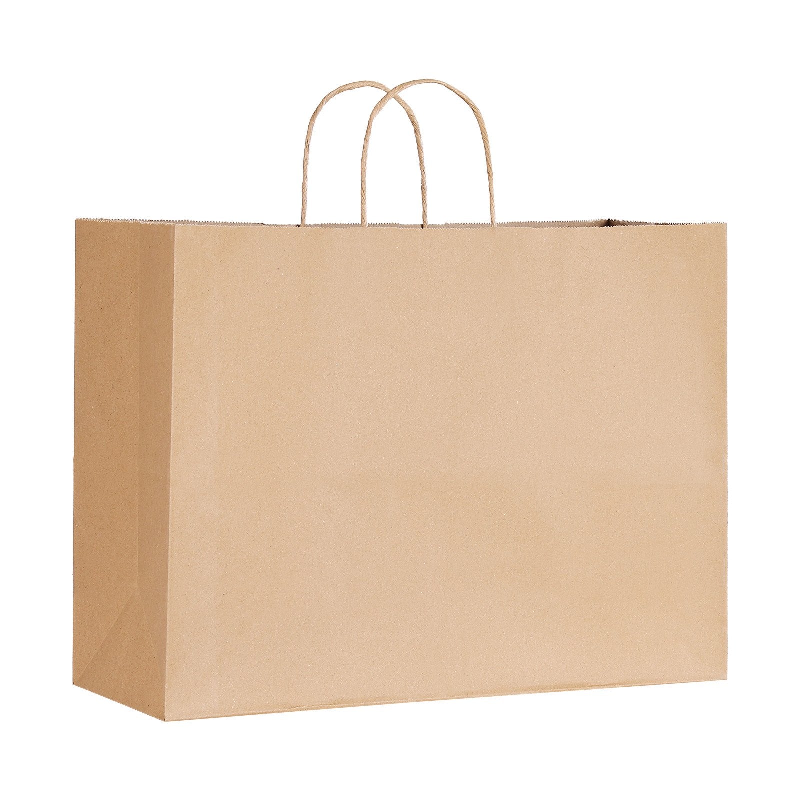 Kraft Paper Bags with Sturdy Handles, 100 Pack, Large 16x6x12" Reusable Grocery & Take-Out Sacks, Eco-Friendly Brown Bags for Parties, Weddings, Business, DIY