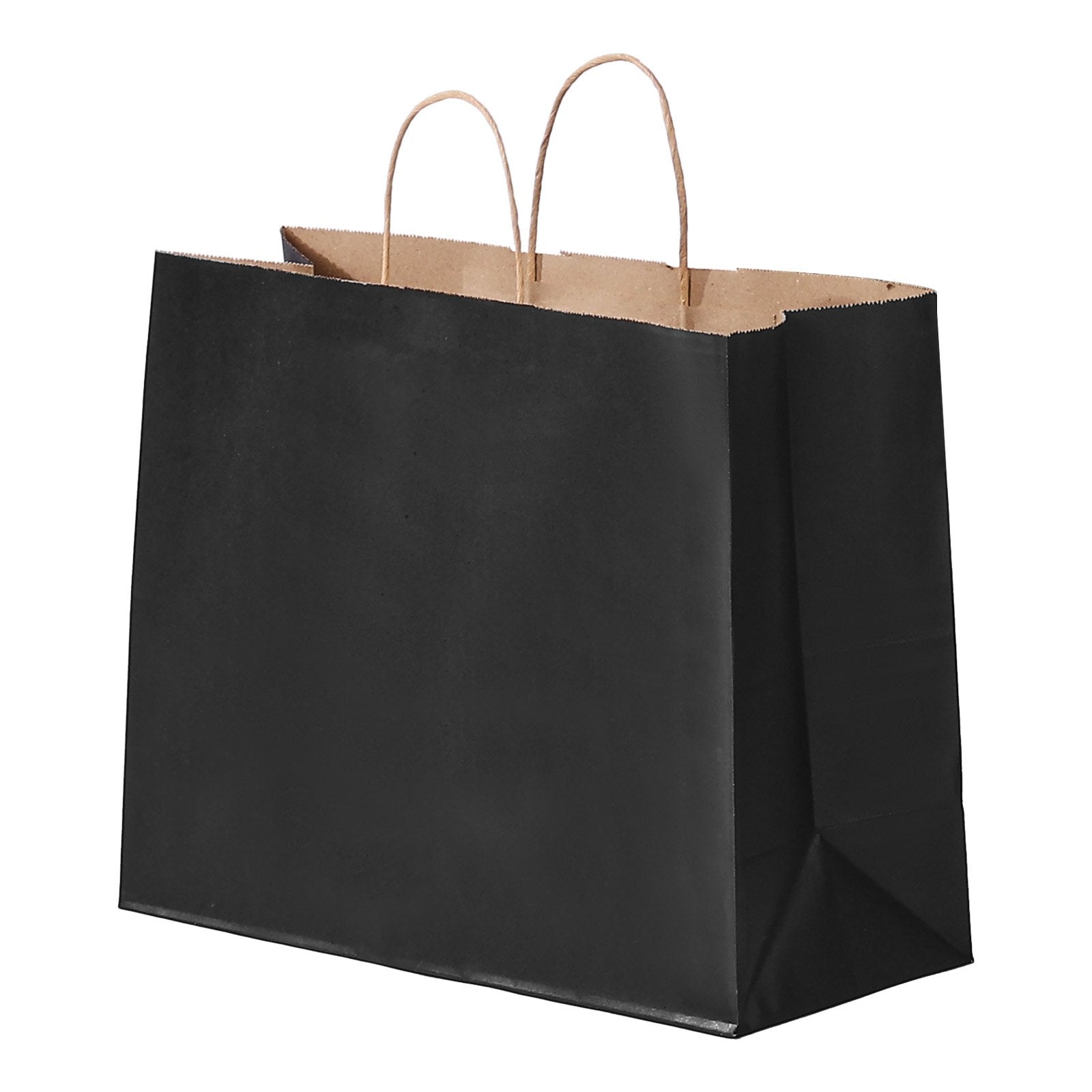 Eco-Friendly Black Kraft Paper Bags with Handles - 100 Pack, Large Reusable Grocery Sacks, Perfect for Parties, Weddings, Business & More