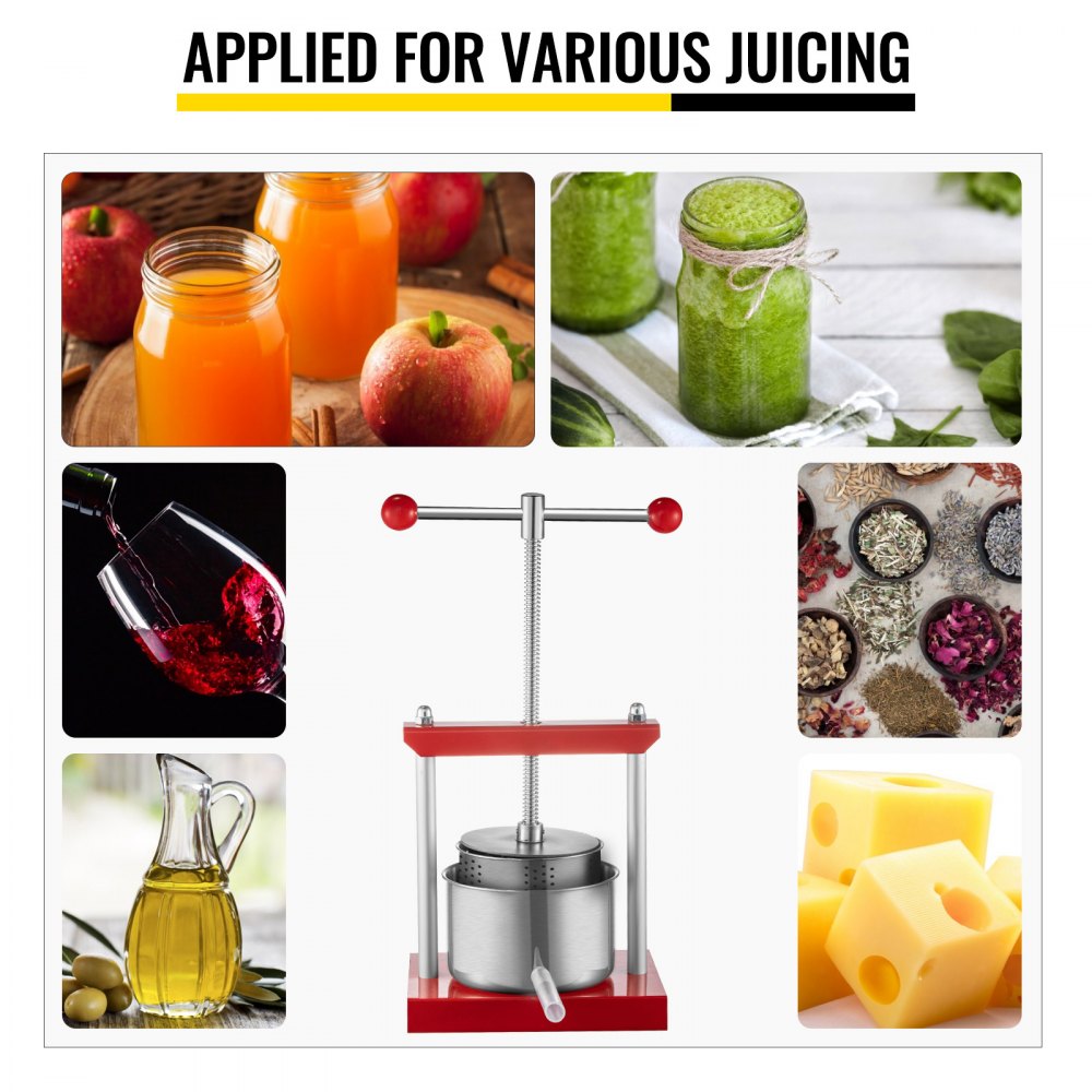 1. Durable 1.45 Gal Fruit and Grape Press with Dual Stainless Steel Barrels for Wine and Tincture Making
2. Heavy-Duty 5.5 L Wine and Cheese Press Featuring Power Ball Handle and Thick Plate Design