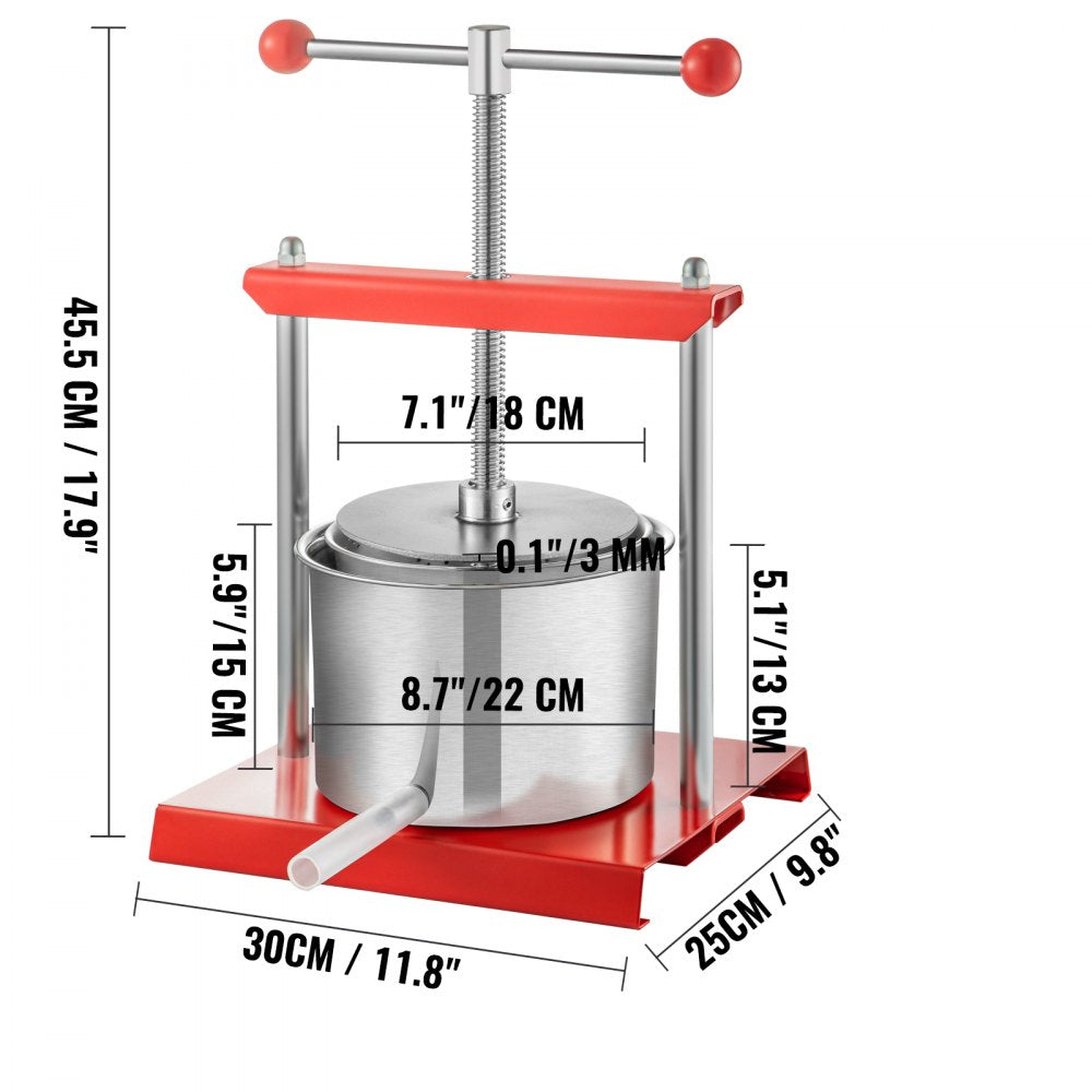 1. Durable 1.45 Gal Fruit and Grape Press with Dual Stainless Steel Barrels for Wine and Tincture Making
2. Heavy-Duty 5.5 L Wine and Cheese Press Featuring Power Ball Handle and Thick Plate Design