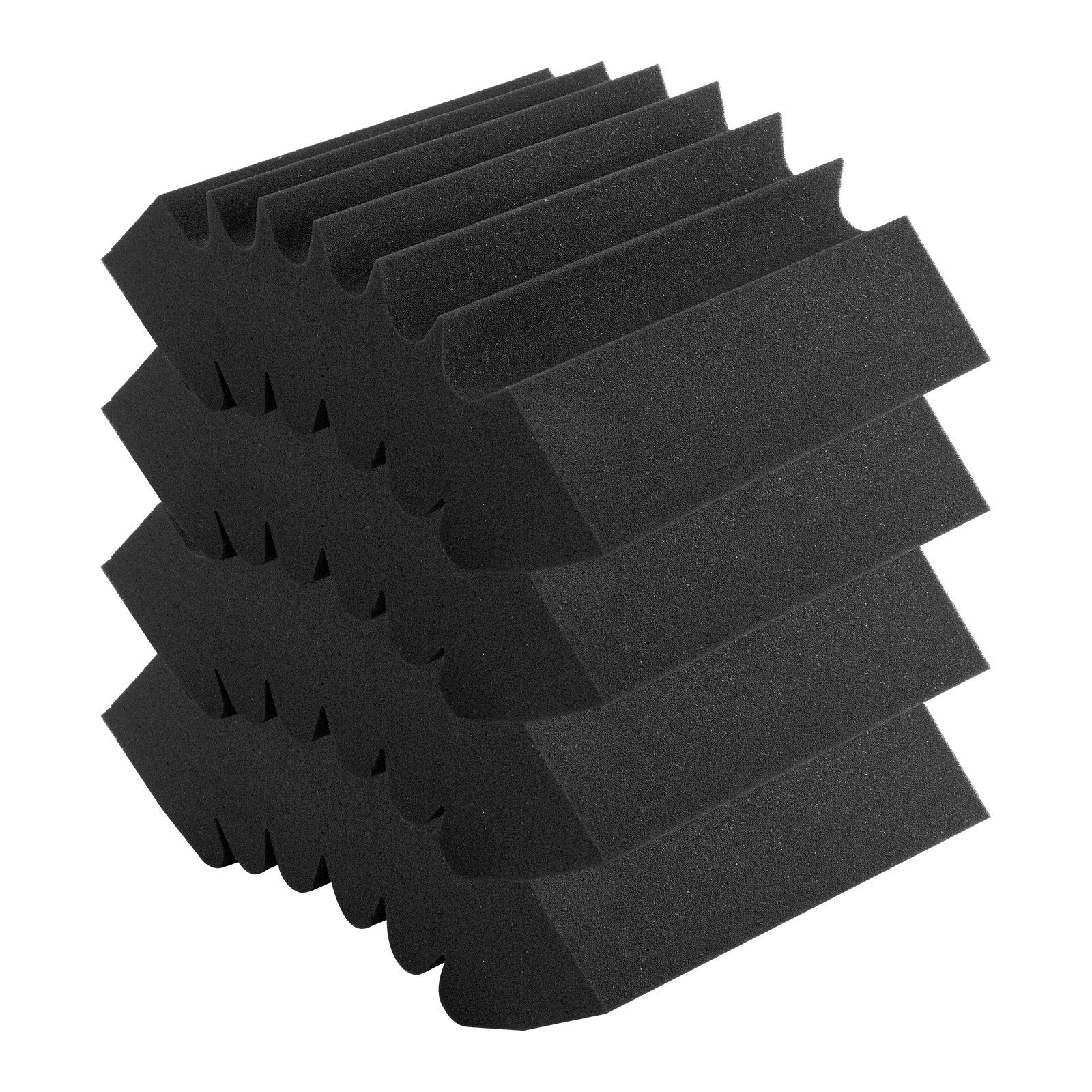 Premium Acoustic Foam Panels - 4-Pack, Black, High-Density Soundproofing, Fire-Resistant, Noise Reduction for Studio Walls & Ceilings, Adhesive Wedge Design