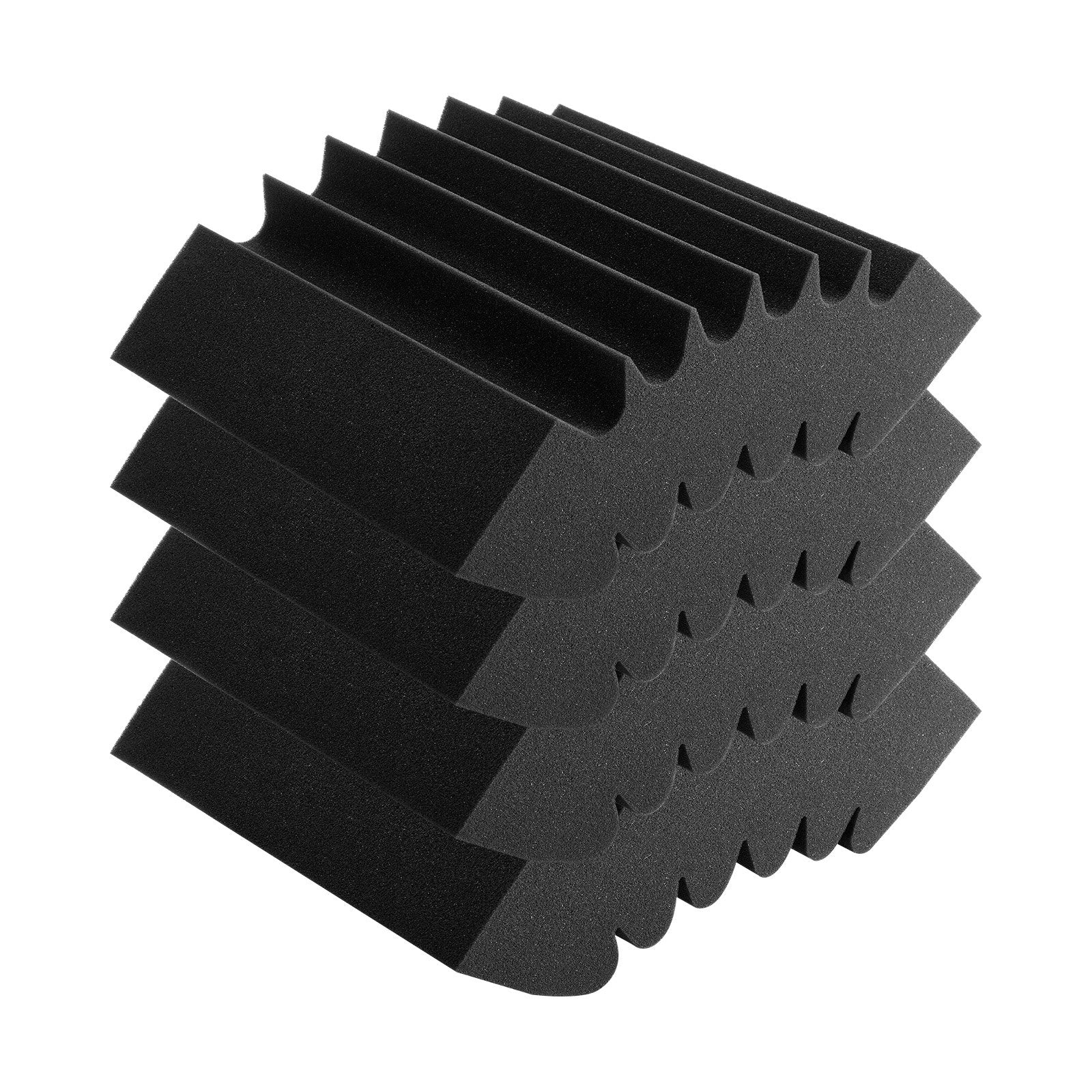 Premium Acoustic Foam Panels - 4-Pack, Black, High-Density Soundproofing, Fire-Resistant, Noise Reduction for Studio Walls & Ceilings, Adhesive Wedge Design