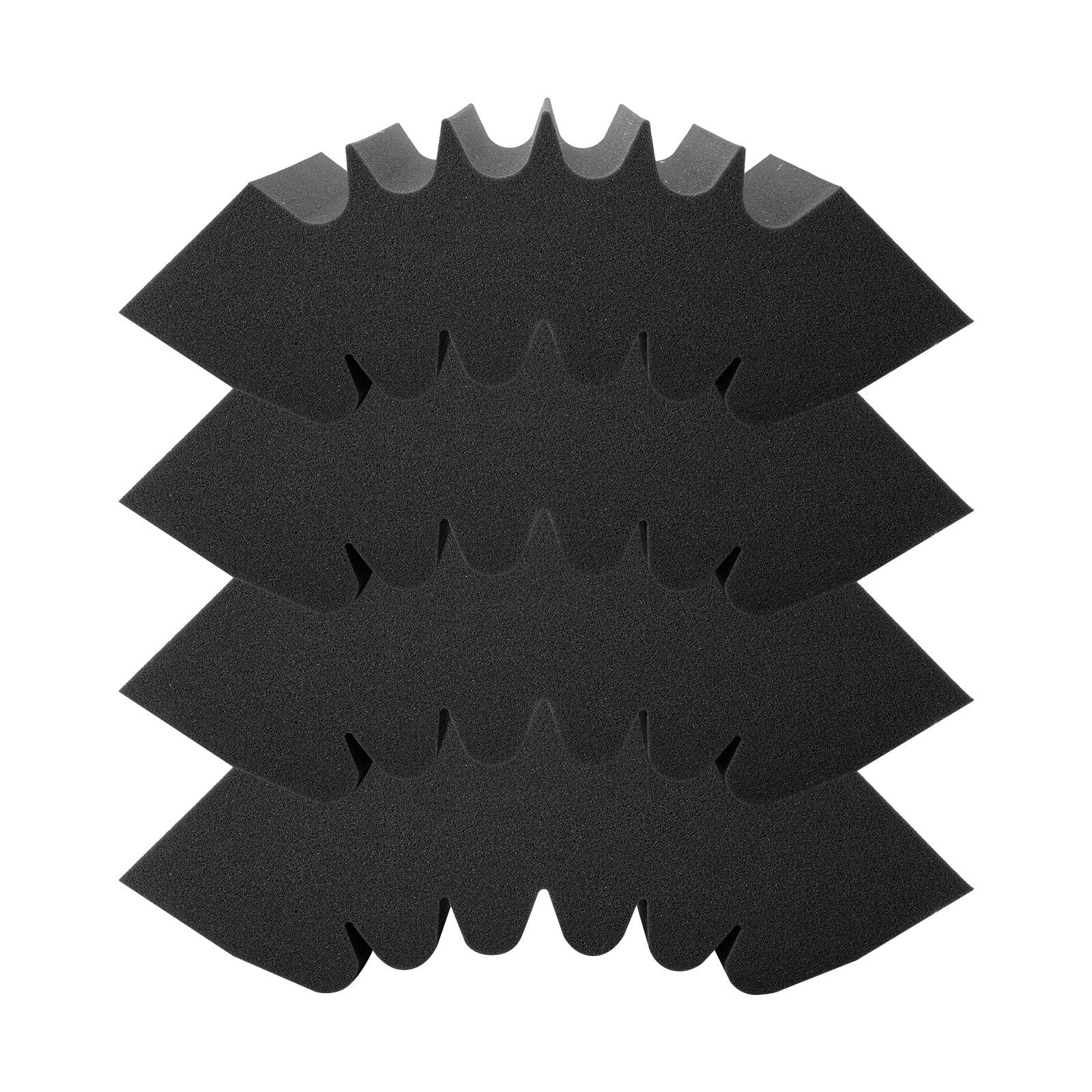 Premium Acoustic Foam Panels - 4-Pack, Black, High-Density Soundproofing, Fire-Resistant, Noise Reduction for Studio Walls & Ceilings, Adhesive Wedge Design
