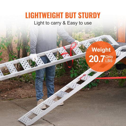 Heavy-Duty Aluminum Loading Ramps, 1250lbs Capacity, Non-Slip Tread with Load Straps for Motorcycles, ATVs, Trucks, Mowers, and More – 78"x12" Portable Ramp Pair for Safe Loading and Unloading