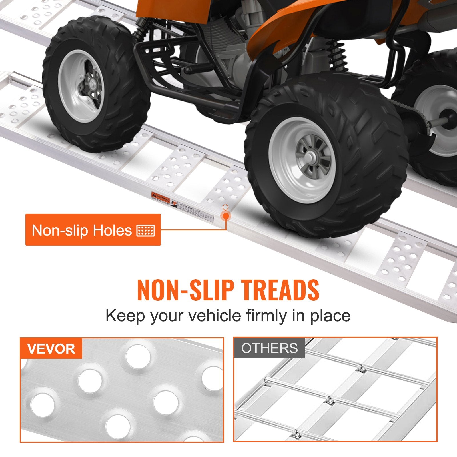 Heavy-Duty Aluminum Loading Ramps, 1250lbs Capacity, Non-Slip Tread with Load Straps for Motorcycles, ATVs, Trucks, Mowers, and More – 78"x12" Portable Ramp Pair for Safe Loading and Unloading
